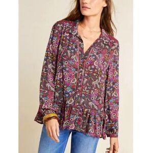 Anthropologie Maeve Janie Peasant Blouse Size 0